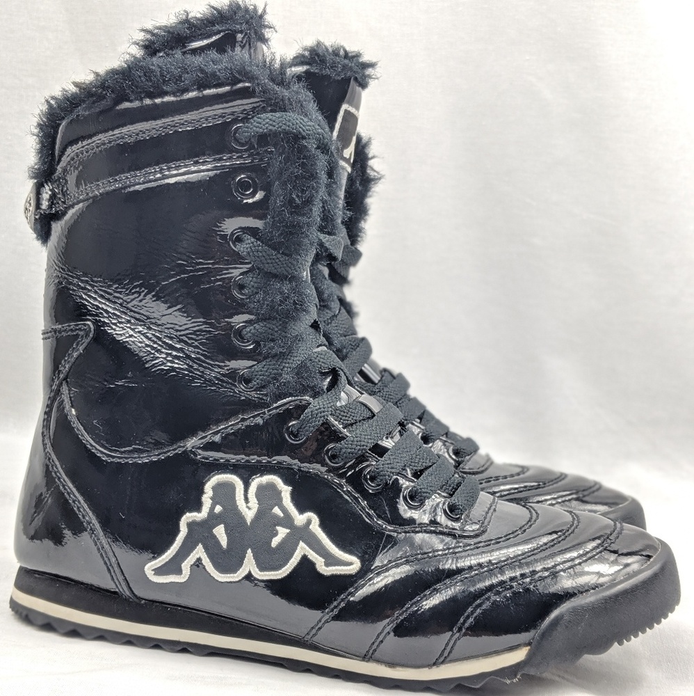 Kappa high top black glossy sneakers
